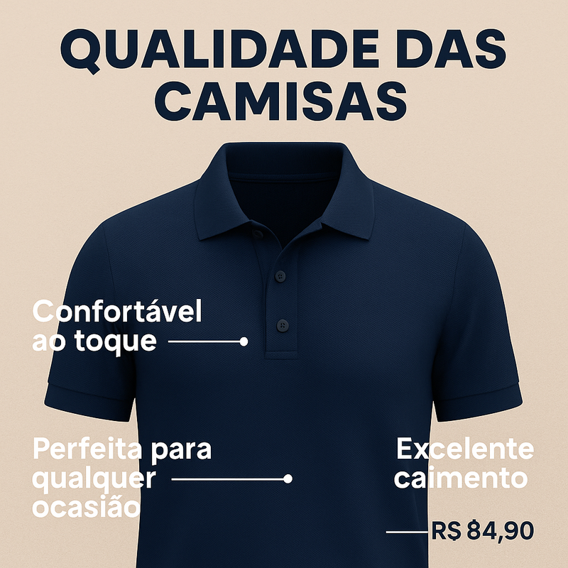 Pague 1 Leve 2 Camisas Polo + (Relógio e Pulseira para os 10 primeiros clientes)